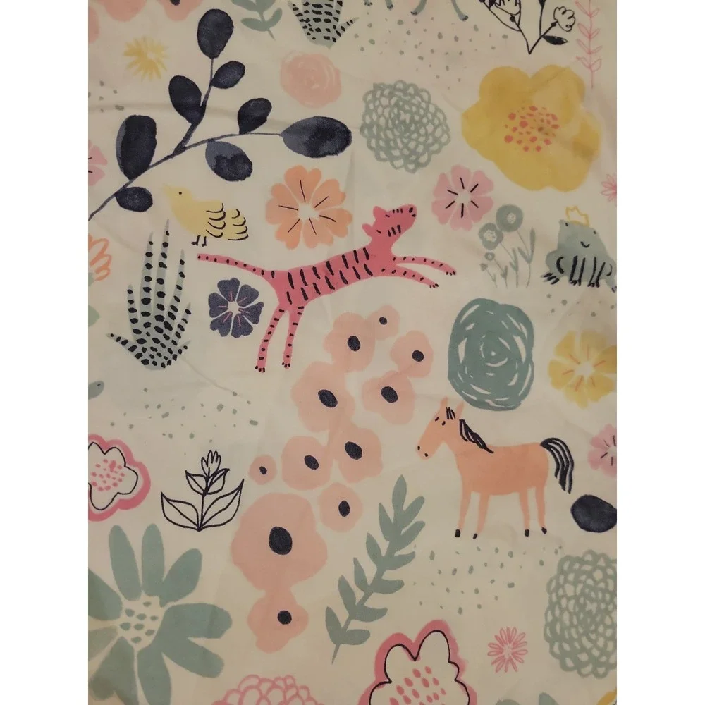 Pottery Barn Kids Sashas Garden Twin Duvet Organic Cotton Whimsical Animals